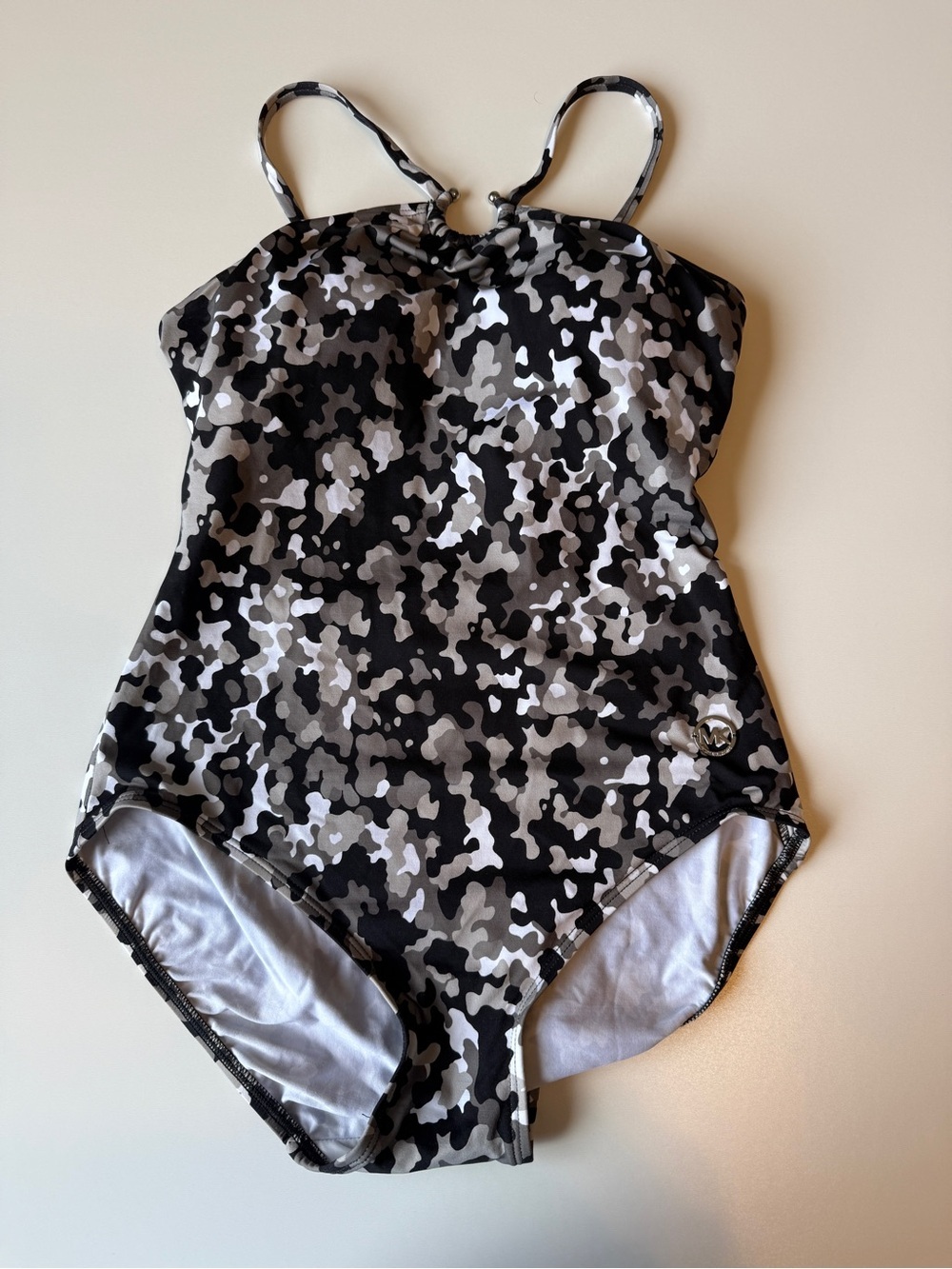 Michael Kors Women’s Black White Gray Camo Patterned Swimsuit 1 piece - size 8